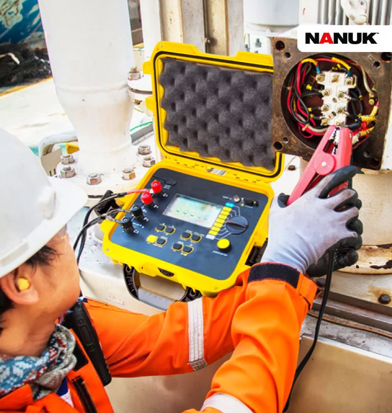 Valise Nanuk en utilisation industrielle : valise etanche Nanuk en train d'être utilisée pour une réparation électrique